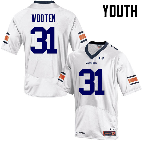 Youth Auburn Tigers #31 Chandler Wooten College Football Jerseys-White